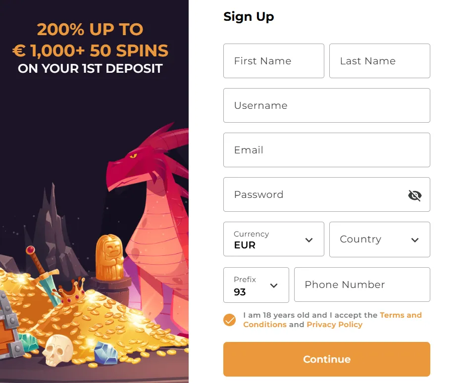 LordofSpins Casino registr