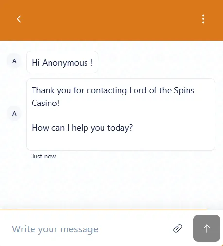 Lord of Spins casino support