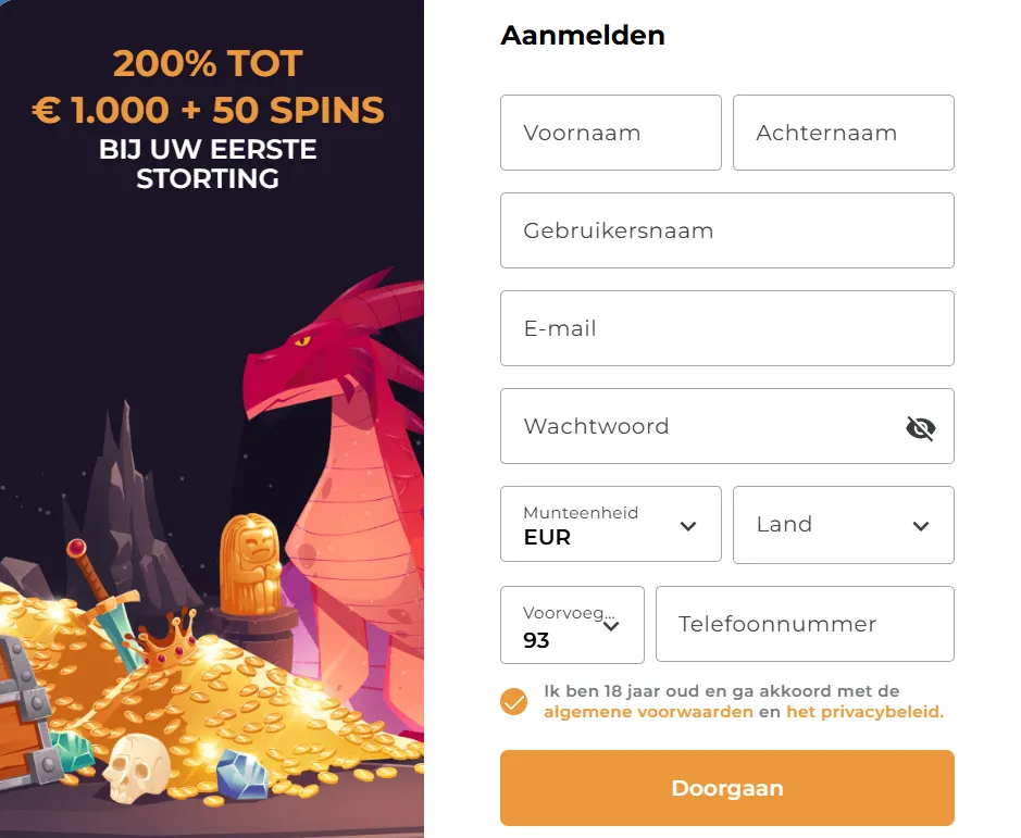 Lord of Spins casino registr